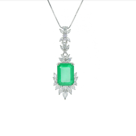 Jiaboli green snowflake gemstone ring Mansin plated 18K gold Malachite green water drop zircon Necklace
